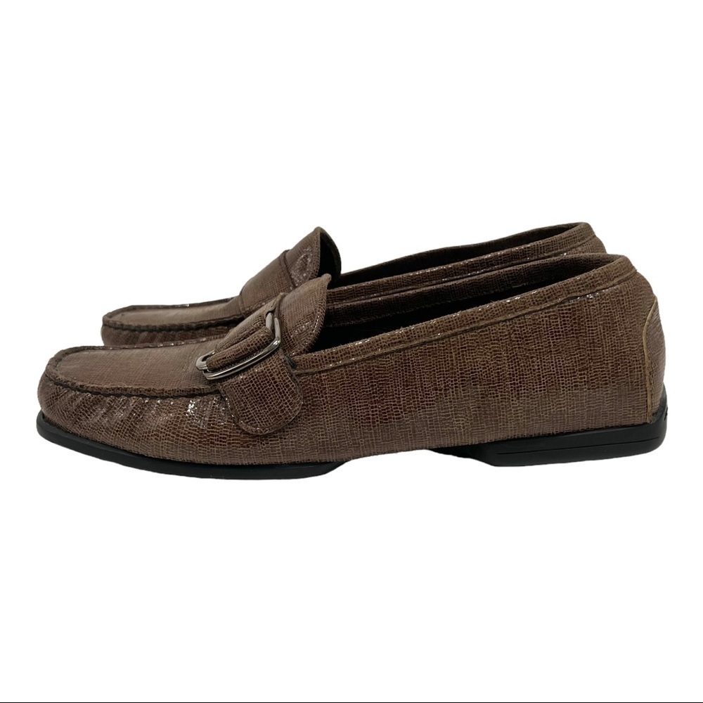 Stuart Weitzman Brown Leather Buckle Casual Comfort Career FlatsLoafers Women 10 - Picture 5 of 16